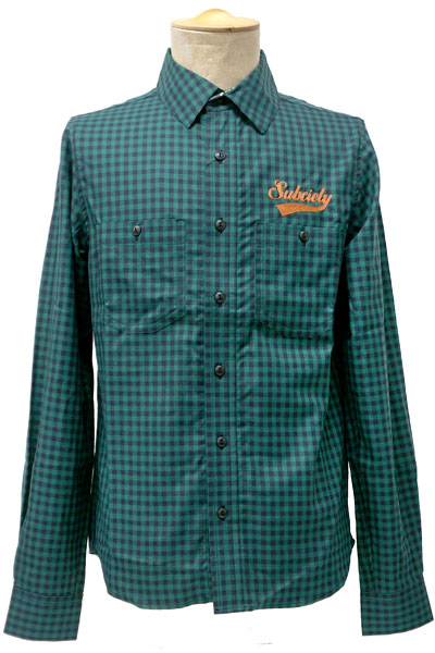 Subciety GINGHAM CHECK SHIRT L/S-GLORIOUS- GREEN