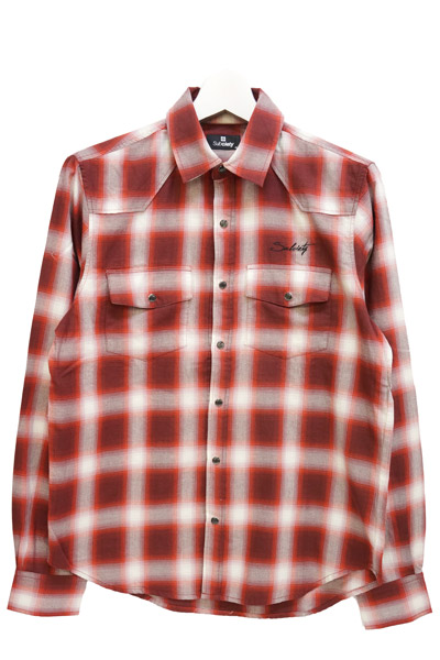 Subciety (サブサエティ) OMBRE CHECK WESTERN SHIRT L/S-Praha- RED