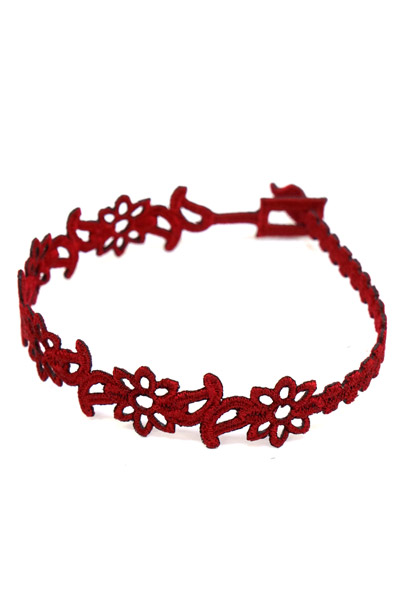 Subciety (サブサエティ) EMBROIDERY BRACELET RED