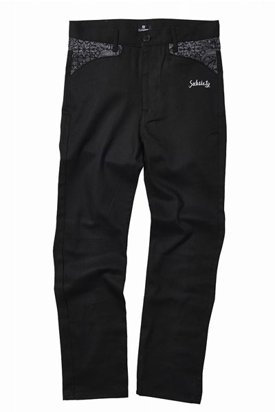 Subciety TAPERED WORK PANTS-PAISLEY- BLACK