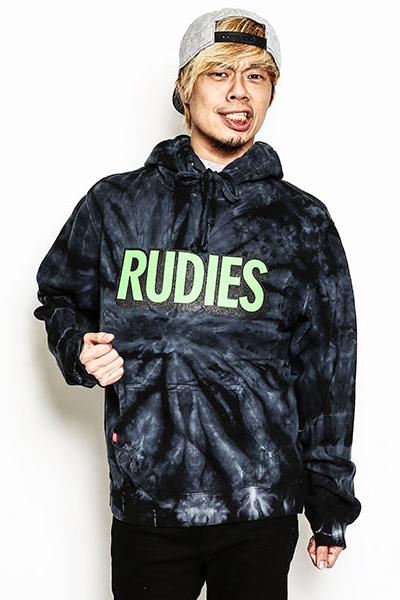 RUDIE'S SOLID PHAT DYED HOOD SWEAT BLACK/GREEN
