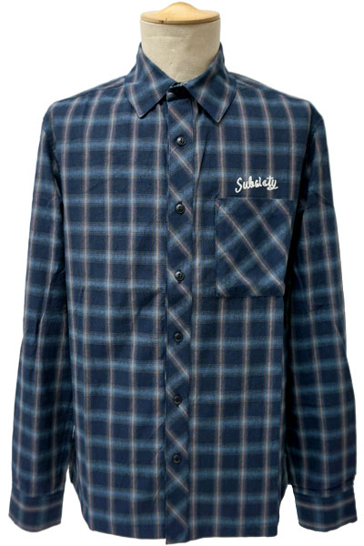 Subciety CHECK SHIRTS L/S-Conductor- NAVY