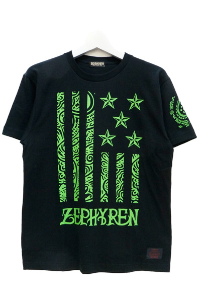 Zephyren(ゼファレン) S/S TEE -REBEL FLAG- BLACKxGREEN