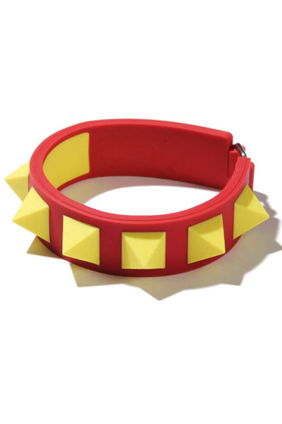 RUDIE'S STUDS SILICONE WRIST BAND RED/YELLOW