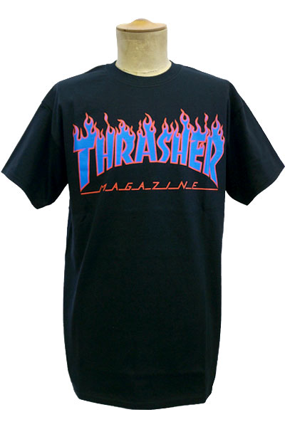 THRASHER TH91130 FLAME MAG LOGO TEE BLACK/BLUE