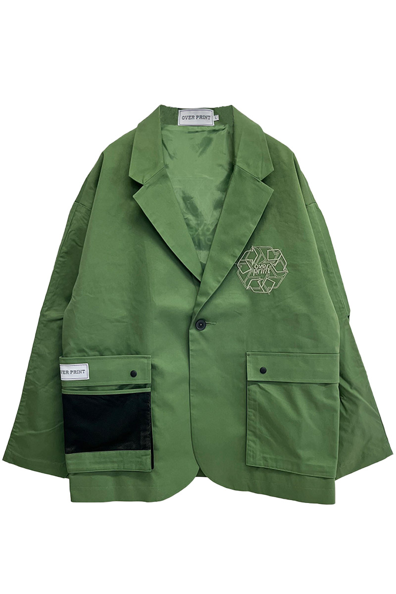 over print(オーバープリント) tailerd jacket (olive)