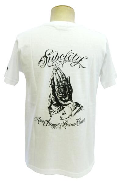 Subciety (サブサエティ) PRAYING HANDS S/S Printed by JSF WHITE