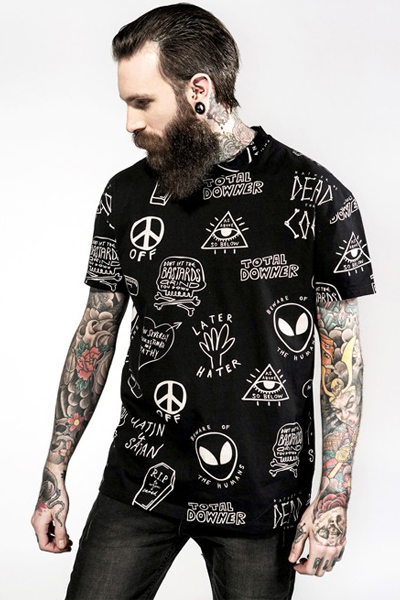 DISTURBIA CLOTHING Downer All-Over Print T-Shirt