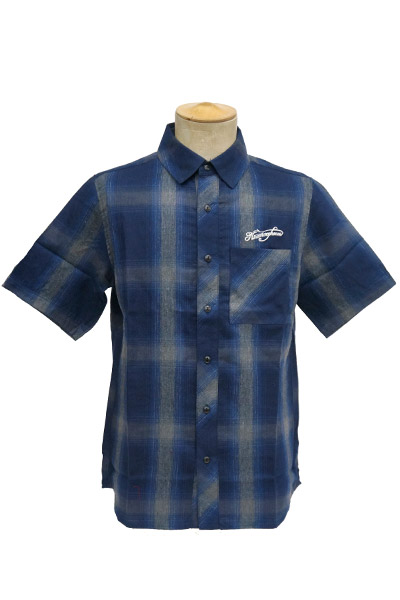 NineMicrophones CHECK SHIRT S/S-Comrade- - BLUE