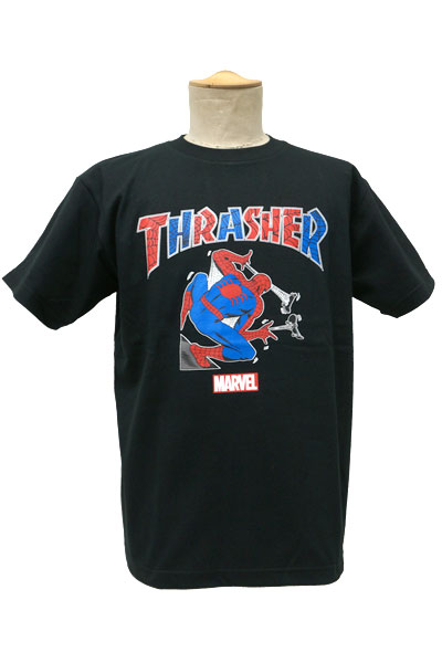 THRASHER Marvel SPIDERMAN MAG LOGO T-SHIRTS BLK