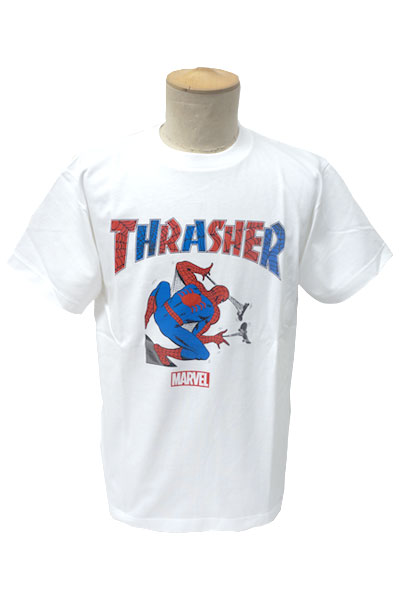 THRASHER Marvel SPIDERMAN MAG LOGO T-SHIRTS WHT