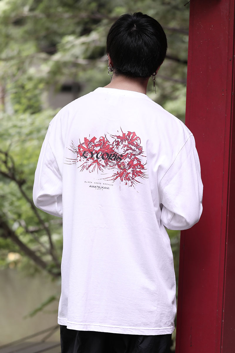 アマツカミ 彼岸花／Lycoris radiata  L/S T-shirt WHITE