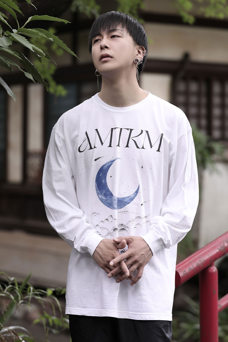 アマツカミ 新月／Crescent moon  L/S T-shirt WHITE