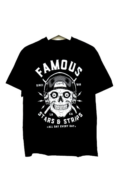 FAMOUS STARS AND STRAPS SKULL DRUMMER TEE BLK