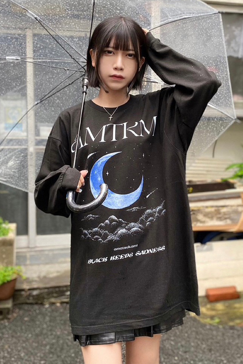 アマツカミ 新月／Crescent moon  L/S T-shirt BLACK