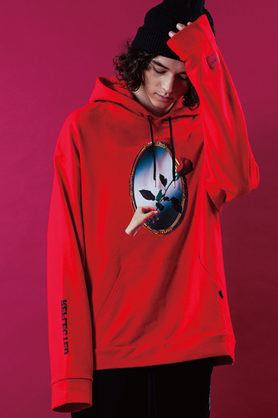 LILWHITE(dot) (リルホワイトドット) LW-18AW-S02 -REFLECTED- HOODIE RED