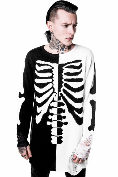 KILL STAR CLOTHING (キルスター・クロージング) Skeletor Split Knit Sweater [B]