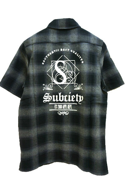 Subciety OMBRE CHECK SHIRT S/S-THRON- BLACK