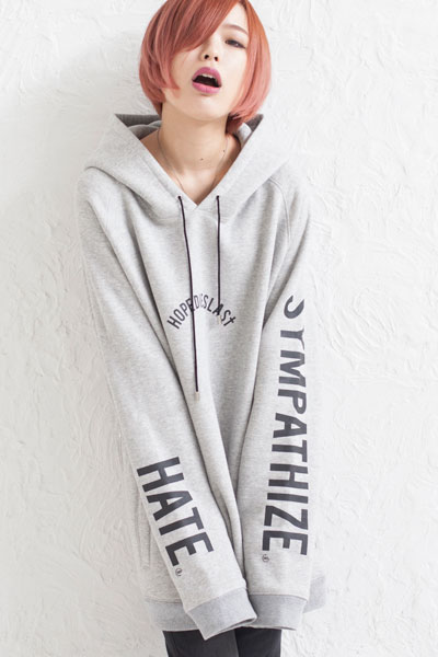 LILWHITE. (リルホワイト) -LILARCH-SIDE ZIP HOODIE GRAY