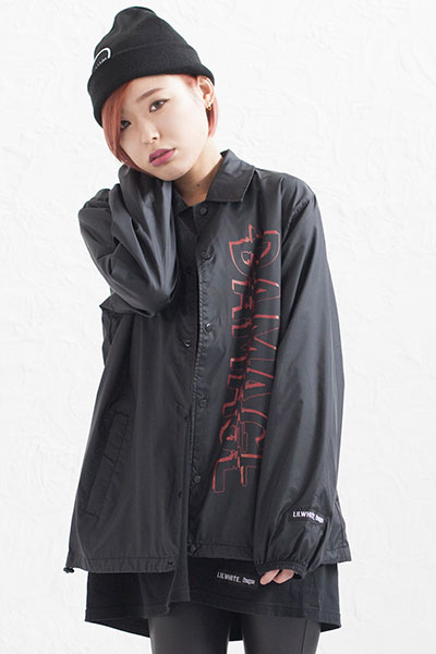 LILWHITE. (リルホワイト) -DAMAGE-COACH JKT BLK/RED