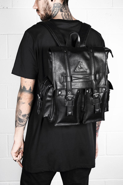 DISTURBIA CLOTHING FAUX LEATHER ALL SEEING BACK PACK
