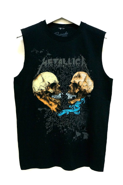 METALLICA 2 Skulls-Sleeveless Muscle -Black t-shirt