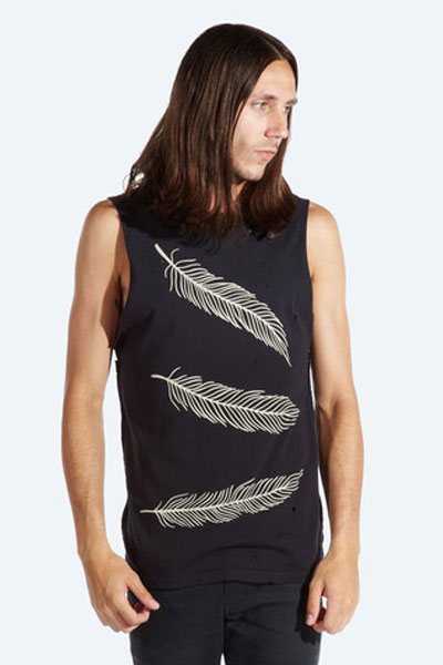 DROP DEAD CLOTHING FEATHERS SLEEVELESS T-SHIRT