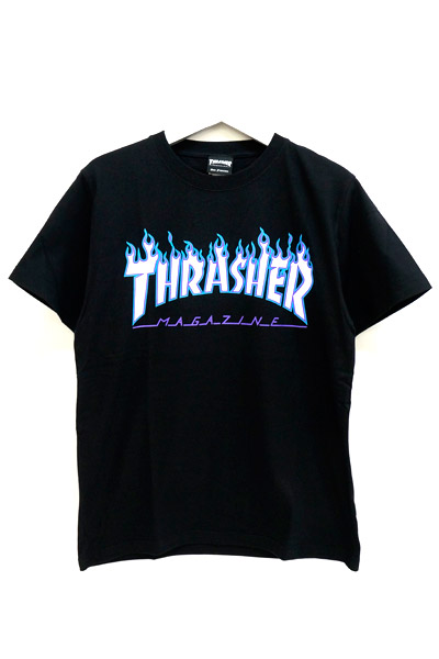 THRASHER TH91130 FLAME MAG LOGO S/S BLK/WHT