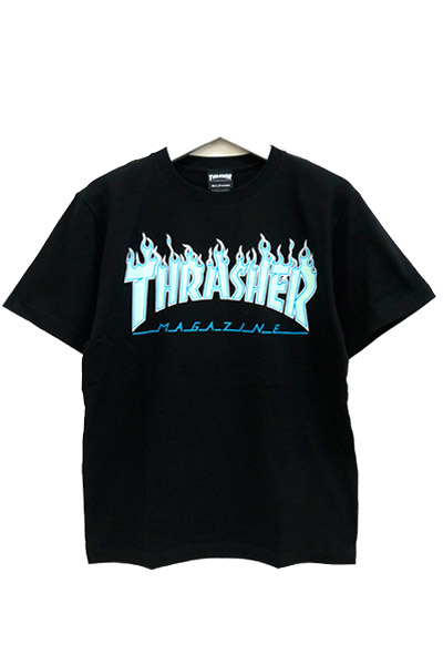 THRASHER TH91130 FLAME MAG LOGO S/S BLK/OPAL