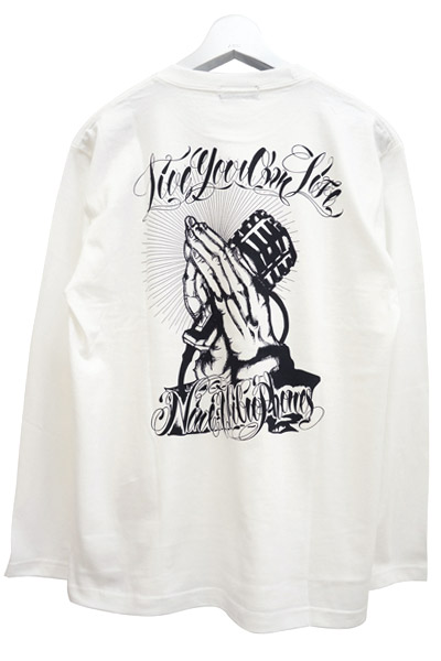 NineMicrophones (ナインマイクロフォンズ) Pray with the microphone L/S WHT-BLK