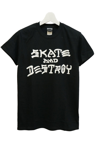 THRASHER TH8103 SKATE AND DESTROY TEE BLK/WHT