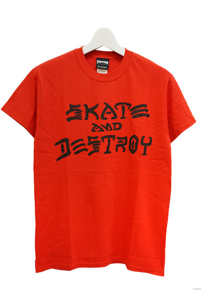 THRASHER TH8103 SKATE AND DESTROY TEE RED/BLK