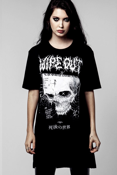 DISTURBIA CLOTHING WIPE OUT LONGLINE T-SHIRT