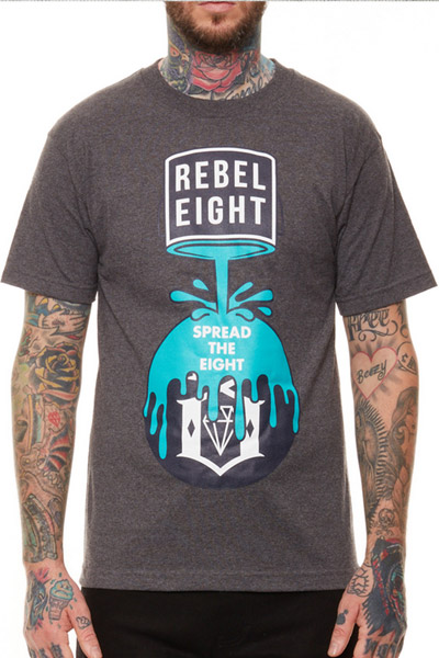 REBEL8 COVER THE 8 GREY TEE