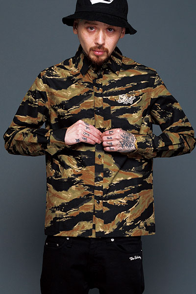 Subciety CAMOUFLAGE SHIRT L/S-NX- - BLACK
