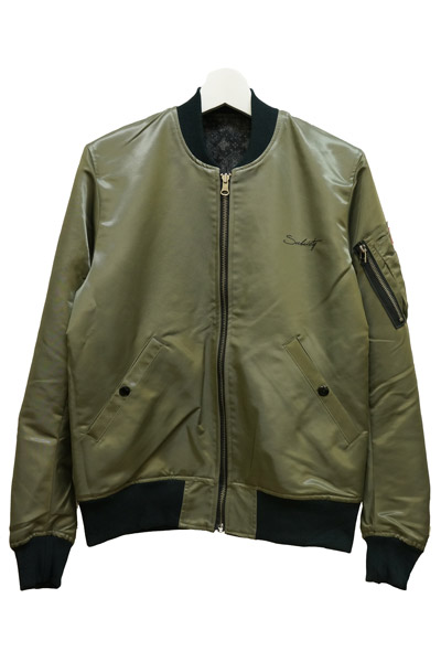 Subciety REVERSIBLE WOOL MA-1 BLACK-OD GREEN