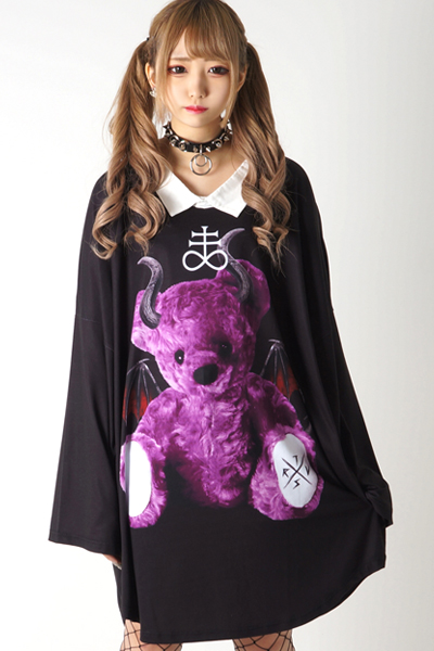 TRAVAS TOKYO ANGEL & DEVIL BEAR COLLARED BIG Tシャツ B(悪魔)