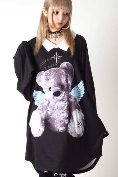 TRAVAS TOKYO ANGEL & DEVIL BEAR COLLARED BIG Tシャツ A(天使)