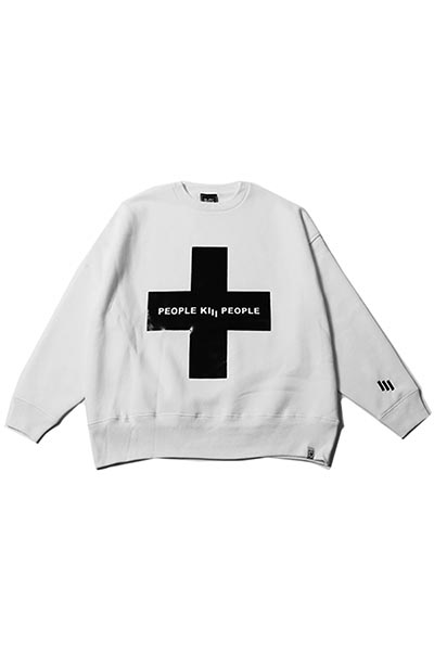 SILLENT FROM ME CROSS -Loose Crew Sweat- WHITE