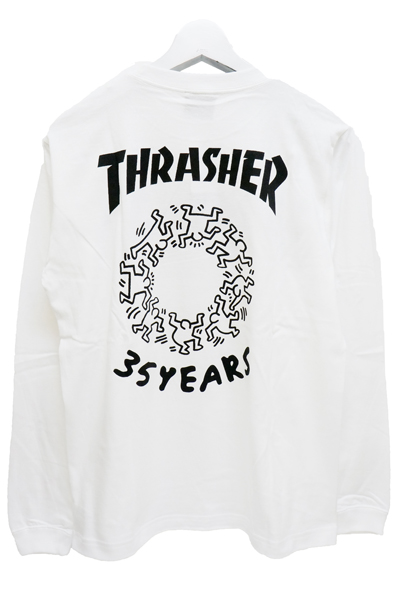 THRASHER THKH-LST08 LONG TEE WHITE