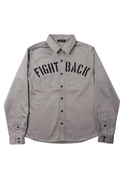 NineMicrophones PATCHWORK SHIRTS -FIGHT BACK- GRAY
