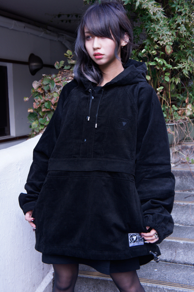 SILLENT FROM ME LAX -Cord Anorak- BLACK