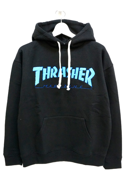 THRASHER TH8502LTE HOMETOWN EMB HOODIE BLACK/BLUE