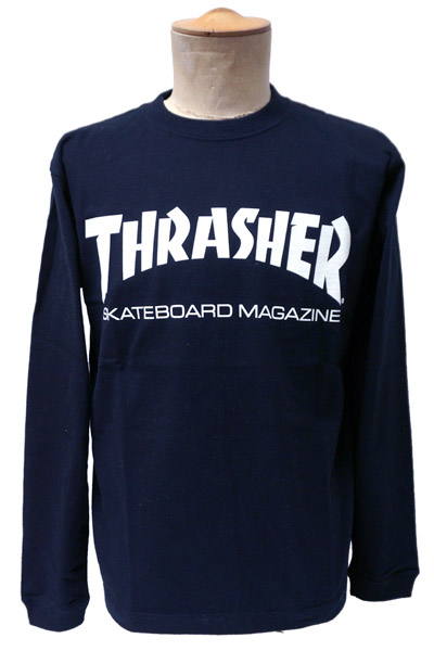 THRASHER Mag LogoLong Tee NAVY/WHT