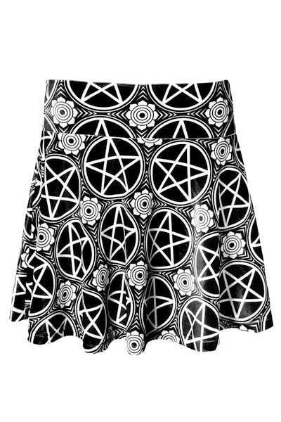 KILL STAR CLOTHING Pentagram Velvet Skater Skirt