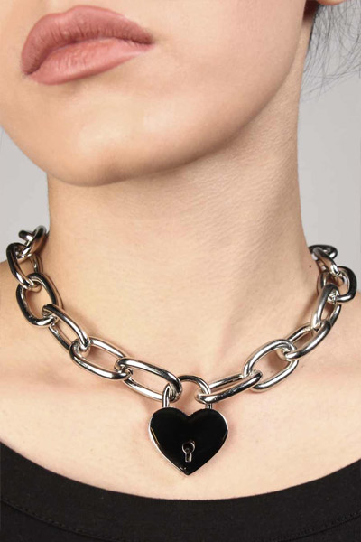 DISTURBIA CLOTHING Heart Lock Necklace