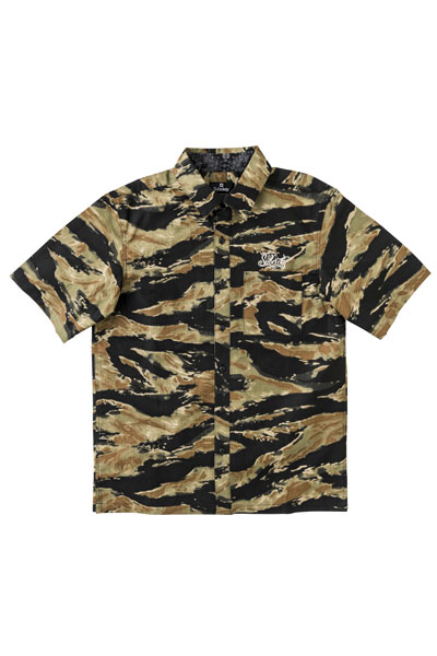 Subciety CAMOUFLAGE SHIRT S/S-NX- - BLACK