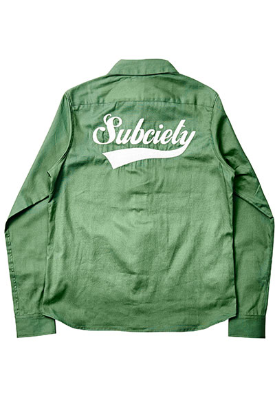 Subciety (サブサエティ) EMBROIDERY SHIRT L/S-GLORIOUS- OD