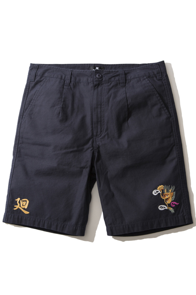 Subciety (サブサエティ) EMBROIDERY SHORTS-廻- NAVY