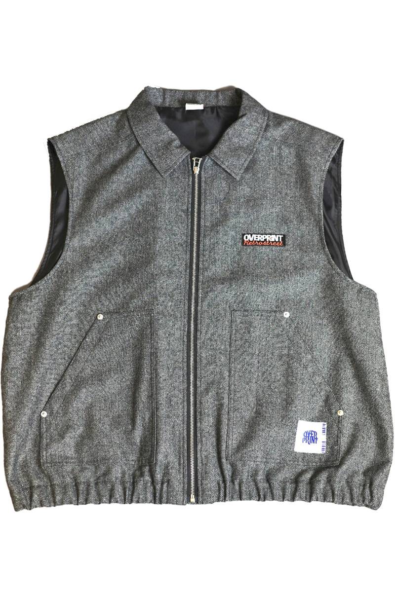 over print (オーバープリント) VEST HERRINGBONE TWEED - Gray